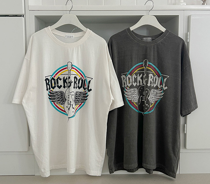 [Unisex] Rock 'n' Roll Printed Pigment Short Sleeves T-shirt