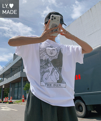 Tarot Card Print Overfit Short Sleeves T-shirt