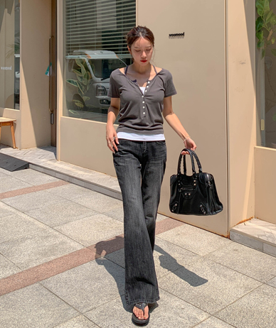 Fuzzy Catwash Denim Bootcut Pants