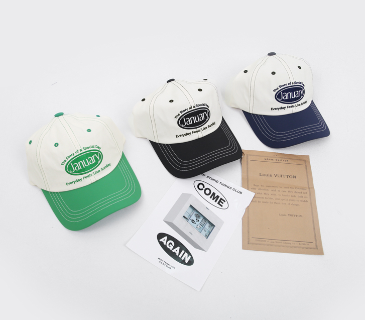 January embroidered color combination ball cap