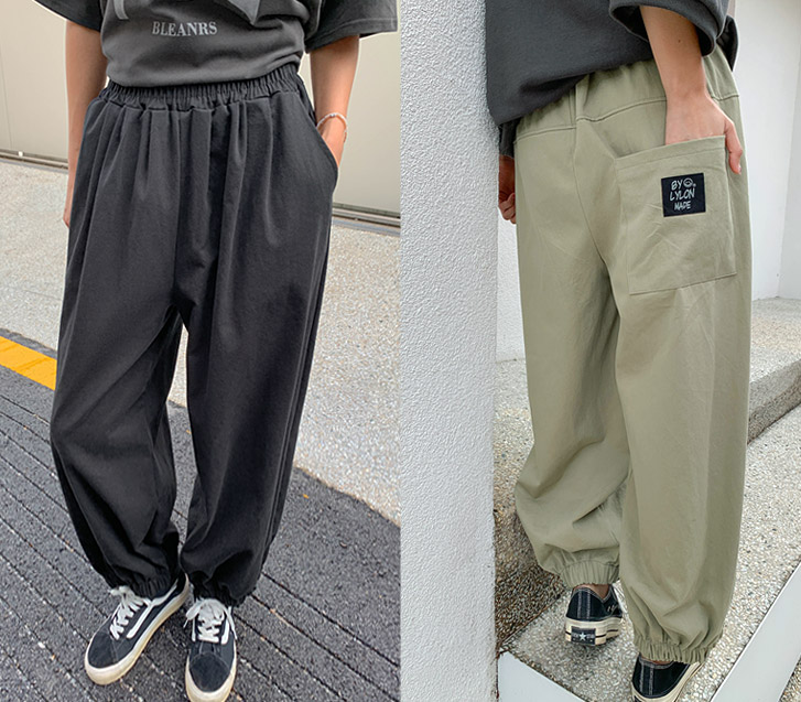 Pintuck Patch Bio-washed Banding Harem Jogger Pants