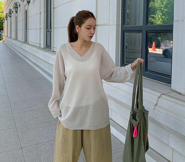 Slay V-neck long-sleeve knit