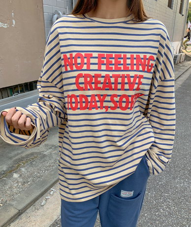 Peeling Printed Striped Long-sleeve T-shirts