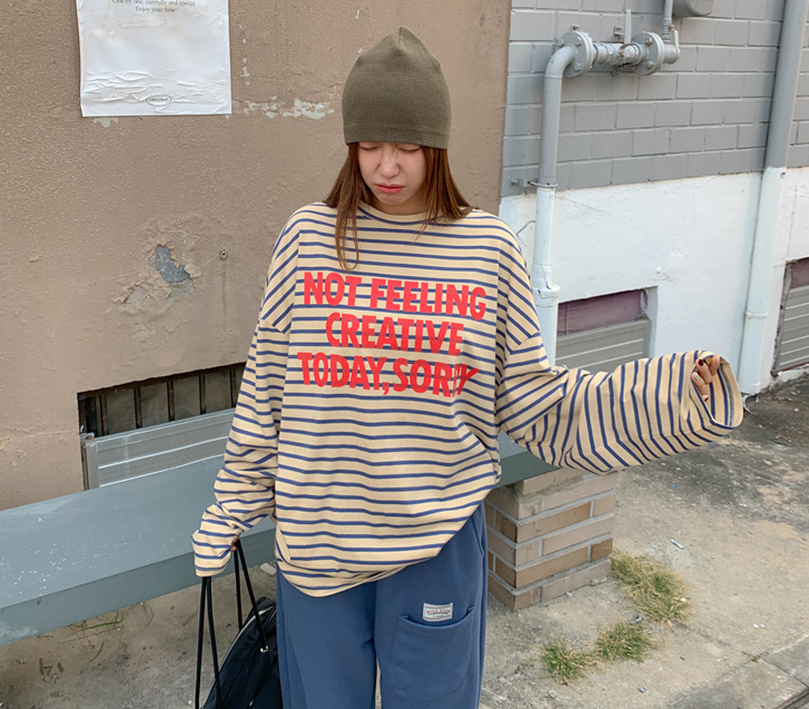 Peeling Printed Striped Long-sleeve T-shirts