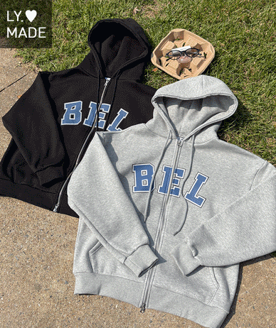 [Unisex] BEL Lettering Two-Way Napping Hoodies Zip Up