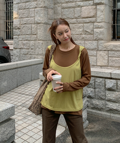Repol color combination twisted layered long-sleeve tee