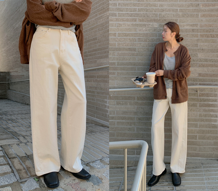 Ford Peach Diagonal Cut Banding Wide Pants (Short/Long)