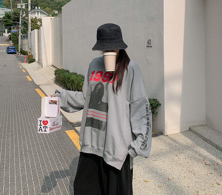1997 Printed Slit Overfit French Terry Sweatshirt