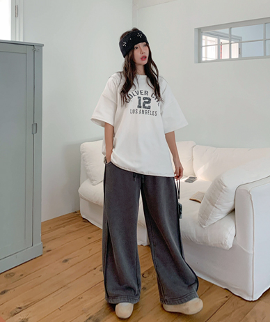 Culver dyed peach fleece short-sleeve T-shirt