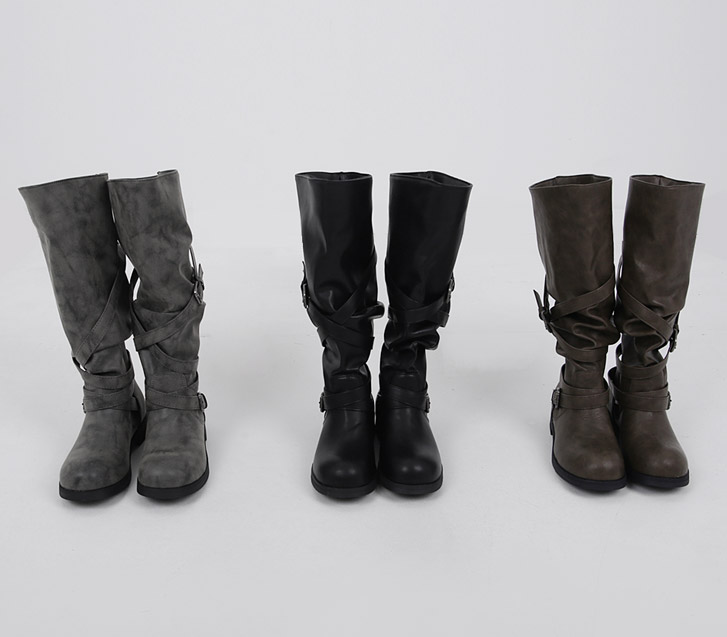 Folding Buckle Long Boots