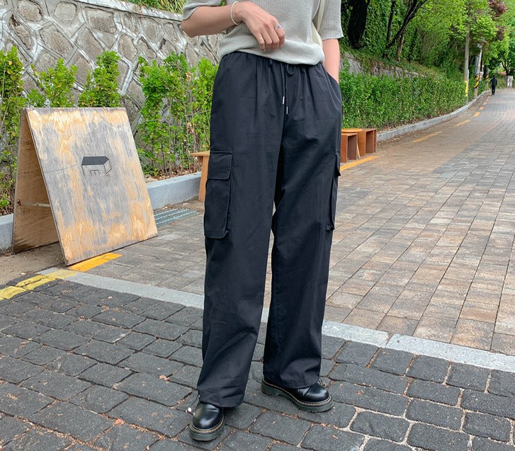 Cargo Banding string wide pants