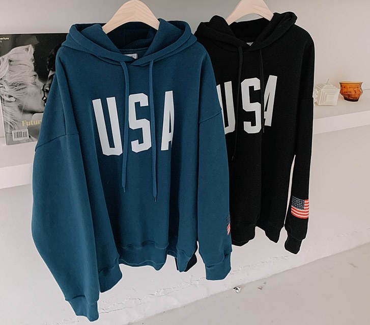USA boxy raised hoodie