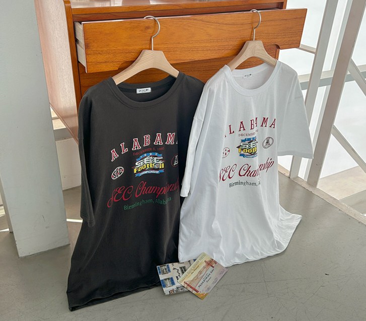 [Special Sale 20%] Alabama Print Short-sleeve Long t-shirts