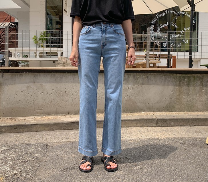 Amy Banding Denim Wide Pants