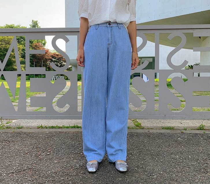 Shade Banding Denim Wide Pants