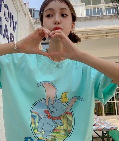 Dumbo printed pigment Short-sleeve Long t shirts