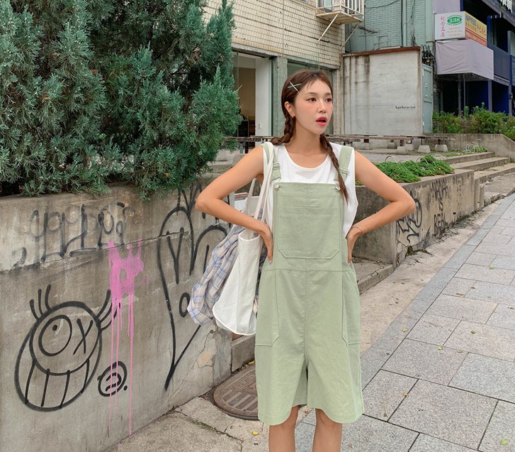 Kancho Linen Shorts Overall Suspender Pants