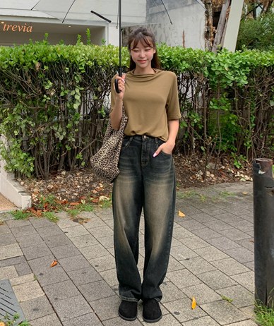 Autumn Vintage Denim Wide Pants