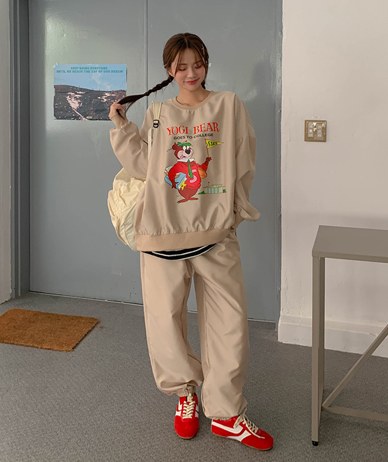 School Bear Nayeon Man to Man Jogger Training set