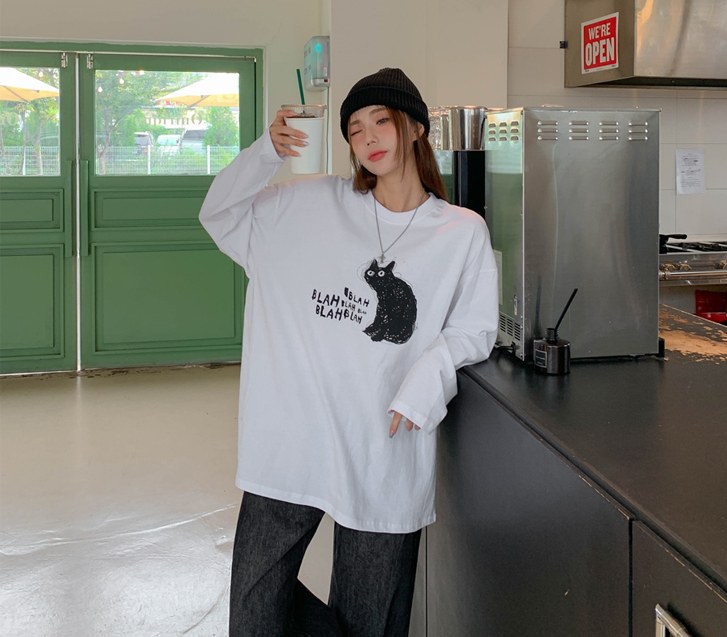 [Unisex]Cat-Yeom Boxy Long-sleeve Long t-shirts