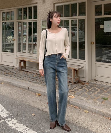 Juni Denim Banding Straight Fit Pants