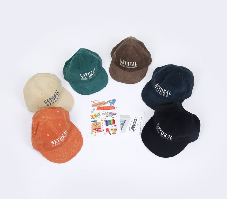 Natural Embroidered Corduroy Cap