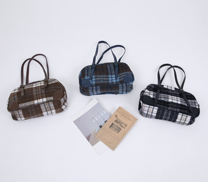 Suede Check Boston Bag