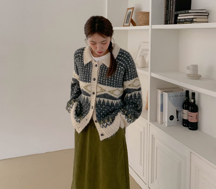 Nordic Patterns Kara Wool Knit Cardigan