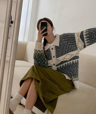 Nordic Patterns Kara Wool Knit Cardigan