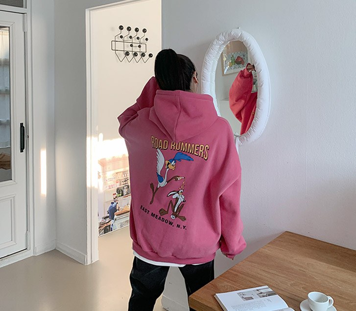 Bird printing sheepskin hoodie