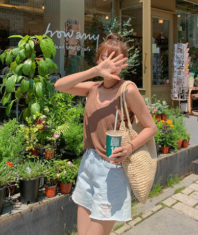 Shinny Linen Basic Sleeveless shirts
