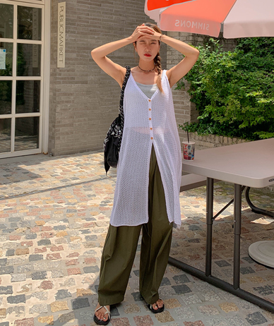Lovely layered SKSI Knit Sleeveless shirts Long one piece