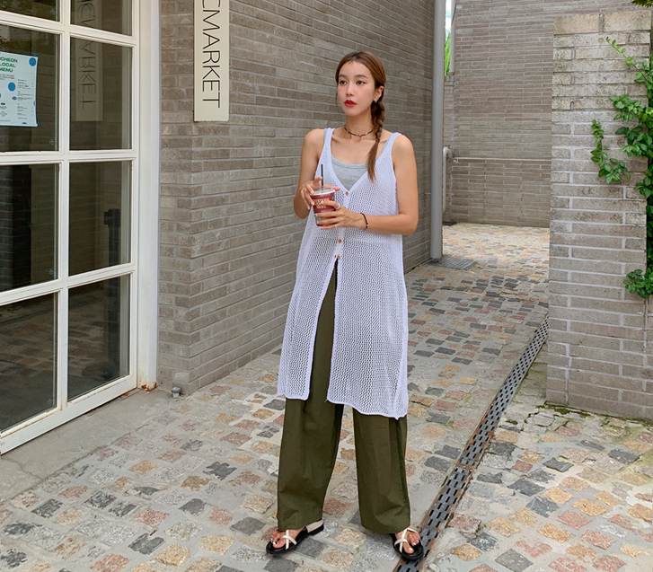 Lovely layered SKSI Knit Sleeveless shirts Long one piece