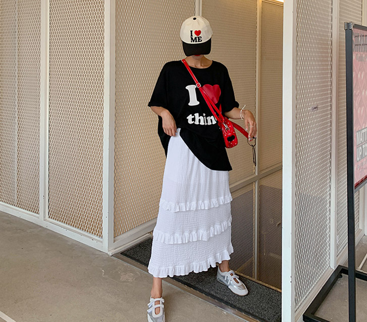 Seersucker Wrinkle Cancan Banding Rong skirt