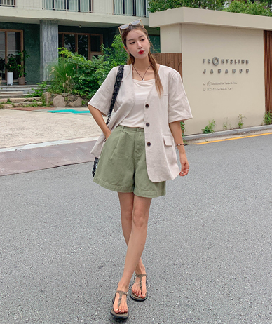 Behol Linen V-neck Short-sleeve Jacket