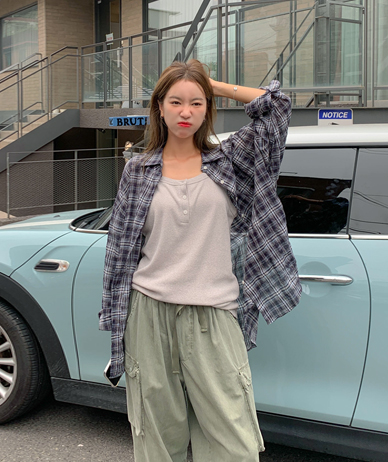 Bit Summer Check Long-sleeve Shirt Shirt