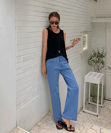 Soak Cool Denim Banding Wide Pants