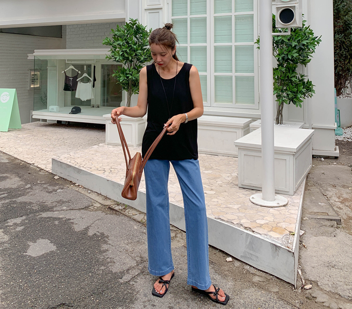 Soak Cool Denim Banding Wide Pants