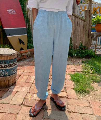 Bubble Wrinkle Banding Jogger Pants
