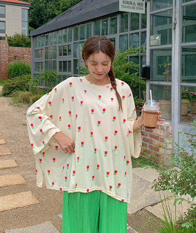 Tulip Patterns Dyed Team T-shirt