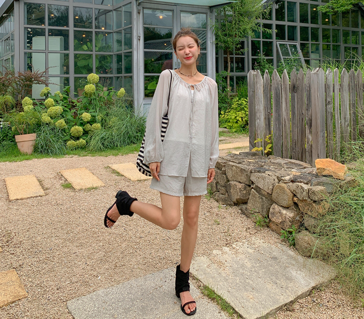 Thierry Blouse Sleeveless Shirts Shorts Set