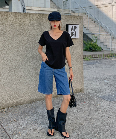 Andy V-Neck Basic Short Sleeves T-shirt