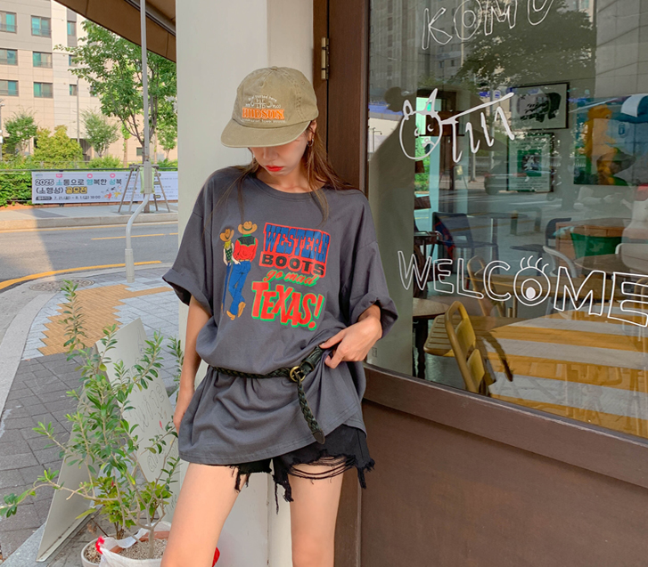 [Unisex] Cowboy Dye Short-sleeve Long T-shirts
