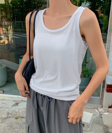 New Deal Corrugated U-Neck Span Sleeveless Shirts