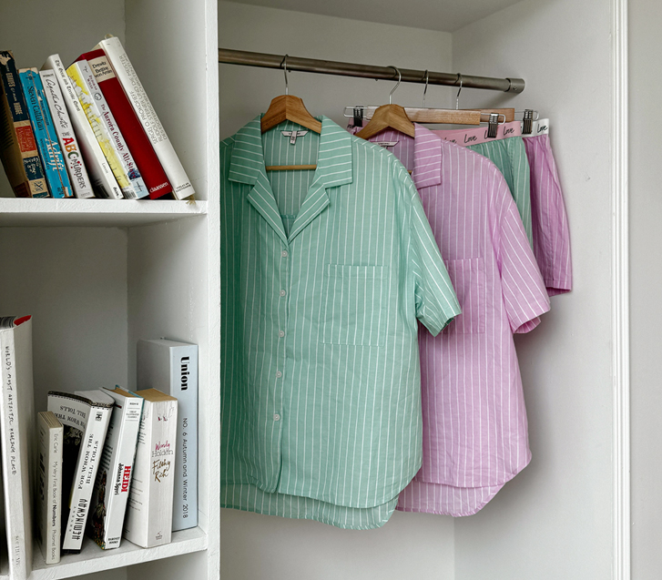 LOVE Stripe Short-sleeve Shorts Pajama Set