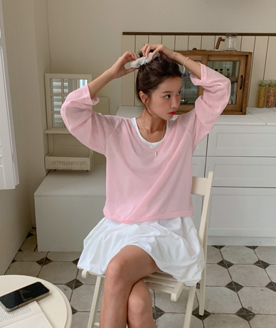 Benny See-through look V-neck Long-sleeve T-shirt