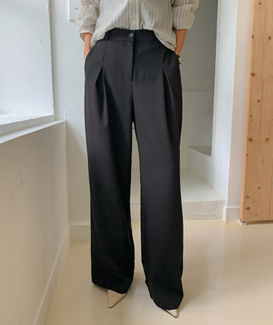 Agen Pintuck Banding Wide Slacks