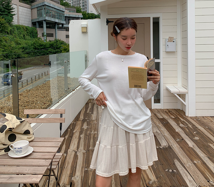 Lovely Daily Raund Neck Long-sleeve T-shirt