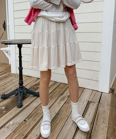 Ois Banding Knit Cancan Mini Skirt