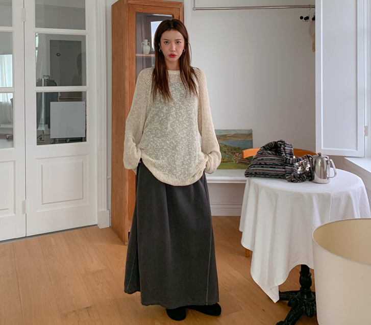 Catch Pigment Stitch Cut Banding Rong Skirt